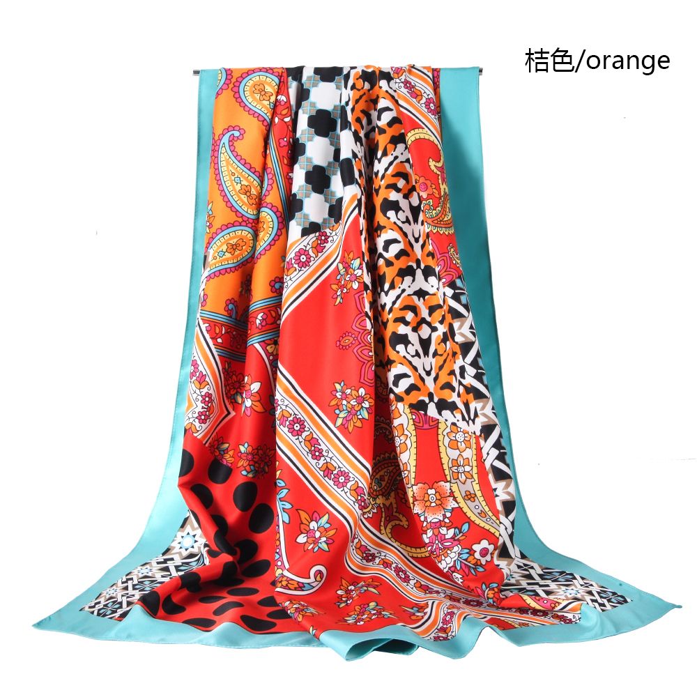 Cross-Border Twill Silk Cashew Patchwork Pattern Scarf Spring And Autumn Multi-Functional Printed Scarf Selling In Stock undefined