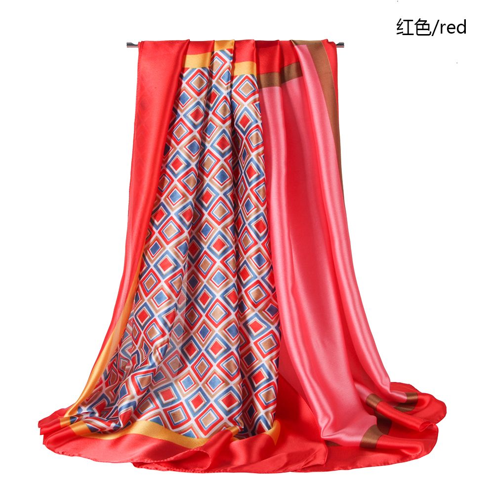 Foreign Trade Supply Silk Satin Printed Three Square Spring And Autumn Women's Scarf European And American Style Printed Scarf In Stock undefined