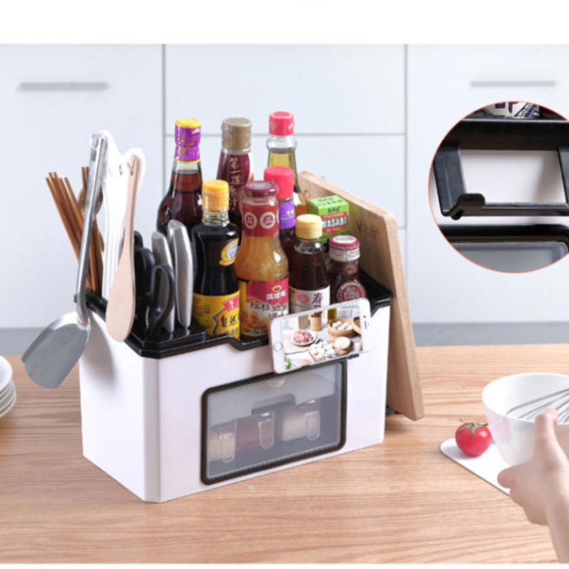 Direct-sale oil bottle seasoning jar, drawer-type double-layer household capacity, dormitory cooking multi-style seasoning box, three-compartment integrated Application Scenario