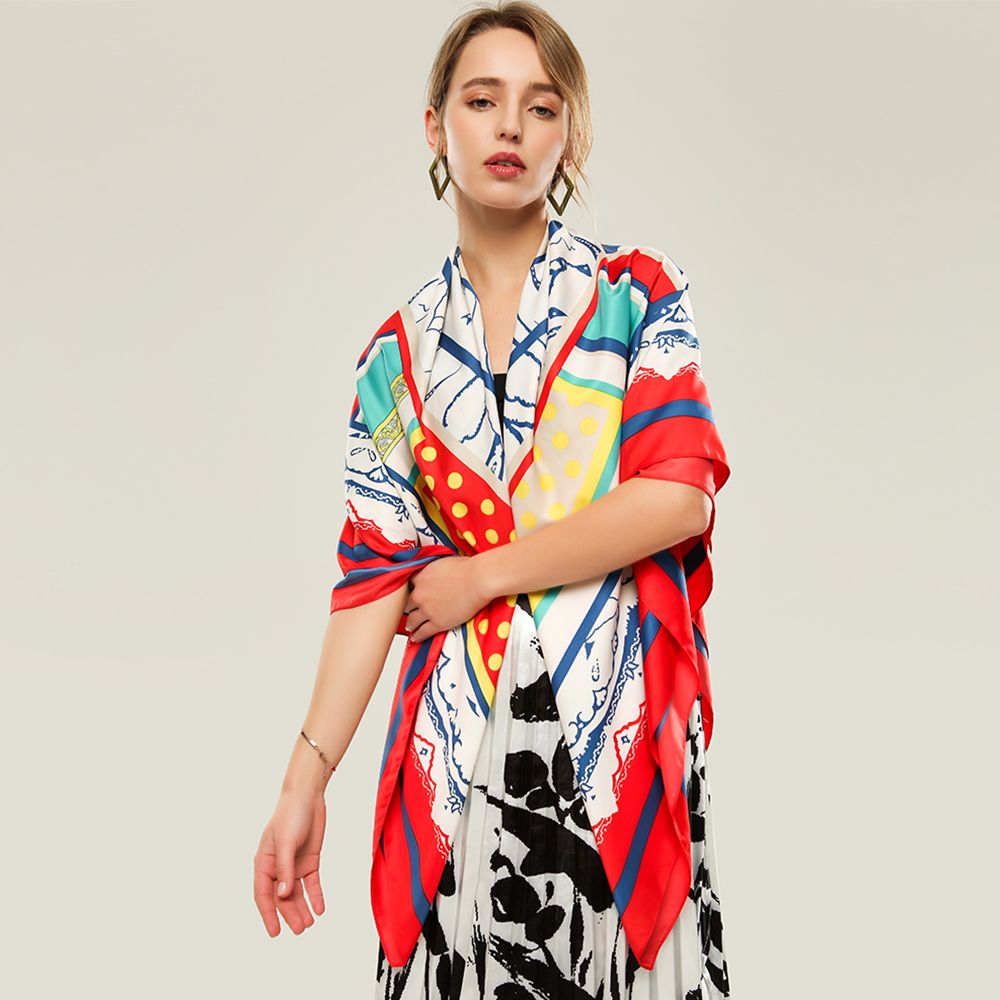 Manufacturers Supply Twill Silk Four Pieces Of Polka Dot Women's Scarf European And American Style Spring And Autumn Printed Scarf In Stock Specification drawing