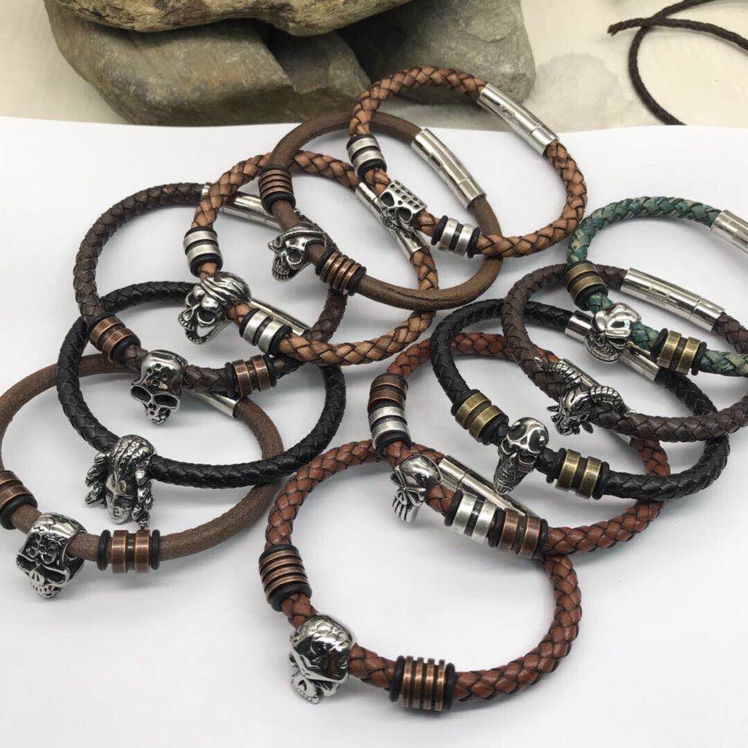 Hot style stainless steel bracelet 316L leather stainless steel bracelet for men and women thumbnail