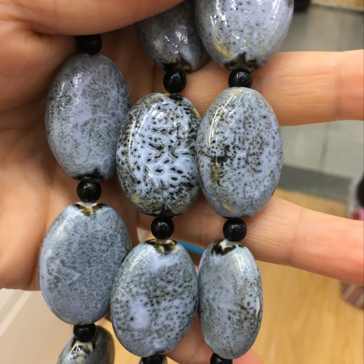 Ceramic grey flat beads