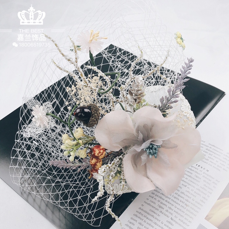 Jialan Jewelry Feather mesh half-covered face style top hat Specification image