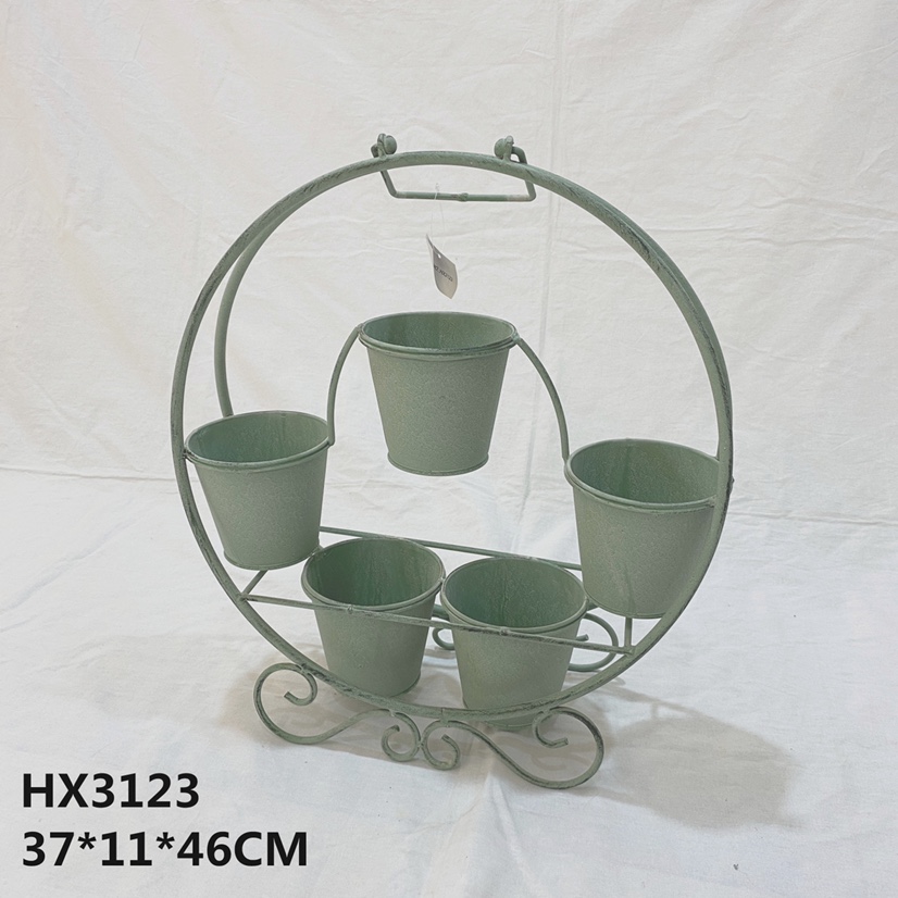 Green flower arrangement bucket