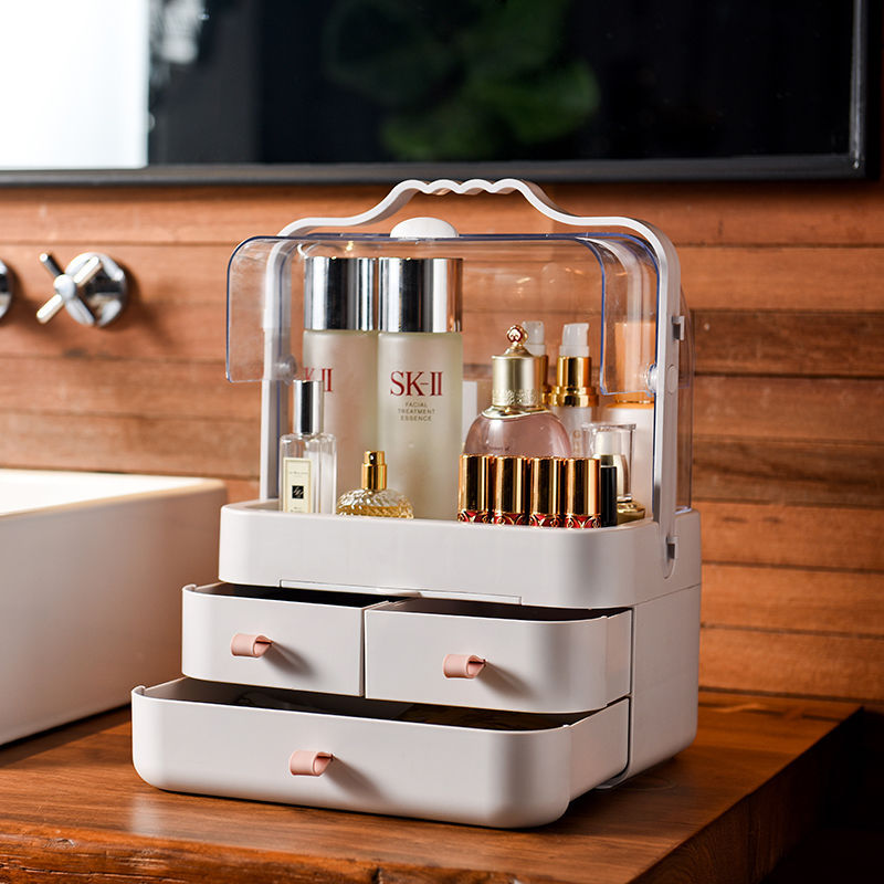 Direct-sale internet-famous cosmetics storage box, household dust-proof, student dormitory desktop, large-capacity skin care products, dressing table Application Scenario