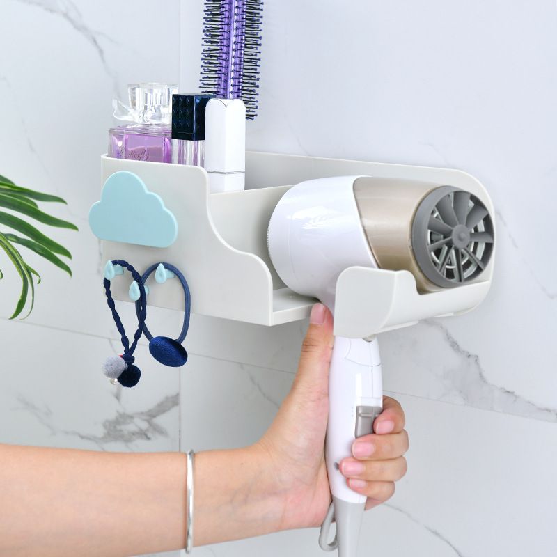 Direct sales hair dryer stand, wall-mounted, no need for drilling, multi-functional space aluminum hair dryer stand for bathroom, bathroom air duct stand details Picture