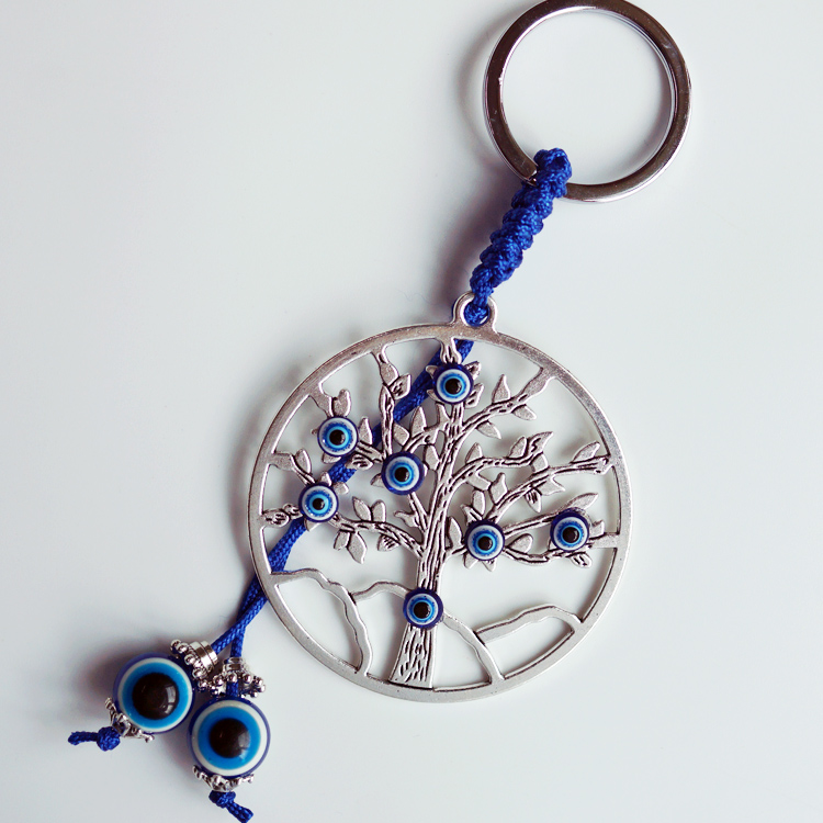Cross-border supply: Blue Eye accessories, Evil Eye, Life Tree, Wisdom Tree keychains, factory direct sales, customizable detail image 1