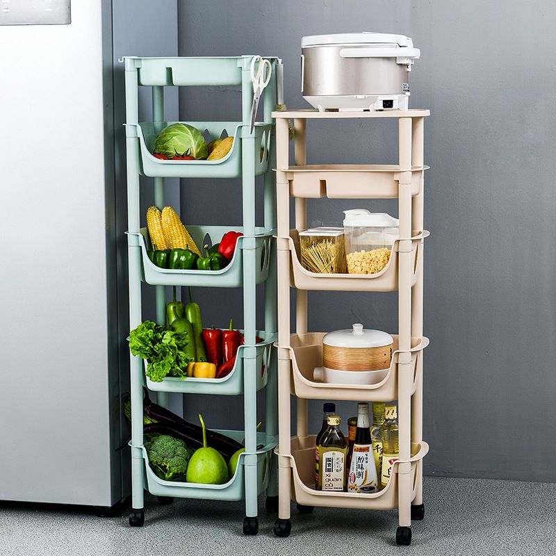 Three-layer storage rack, three-layer miscellaneous rack direct sales, thickened kitchen storage rack, floor-standing multi-layer storage rack, household vegetable storage basket, supplies storage and organization rack 1004-1 Application Scenario