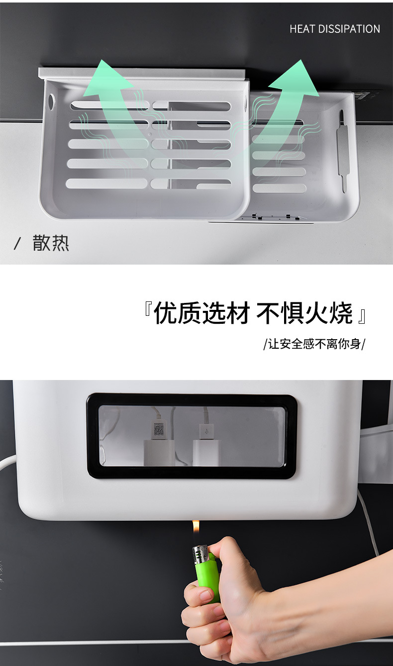 Direct-sale wireless router storage box, wall-mounted set-top box, power strip, socket organization magic tool, wire storage box detail image 11