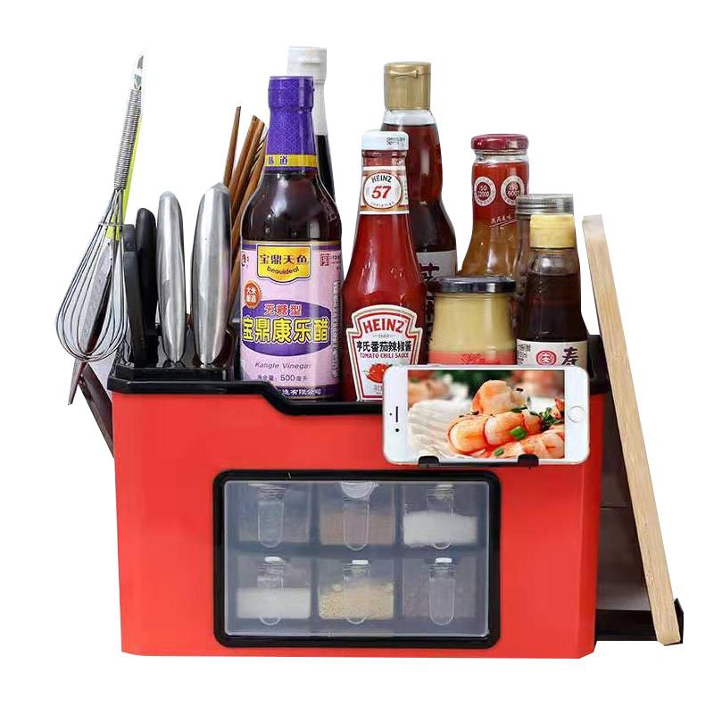 Direct sales salt jar combination set, kitchen multi-functional household condiment jar, Japanese seasoning box, four-compartment integrated Item Picture