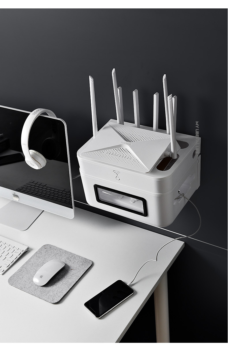 Direct-sale wireless router storage box, wall-mounted set-top box, power strip, socket organization magic tool, wire storage box detail image 18