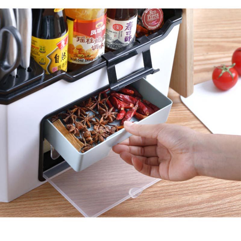 Direct-sale oil bottle seasoning jar, drawer-type double-layer household capacity, dormitory cooking multi-style seasoning box, three-compartment integrated Specification drawing
