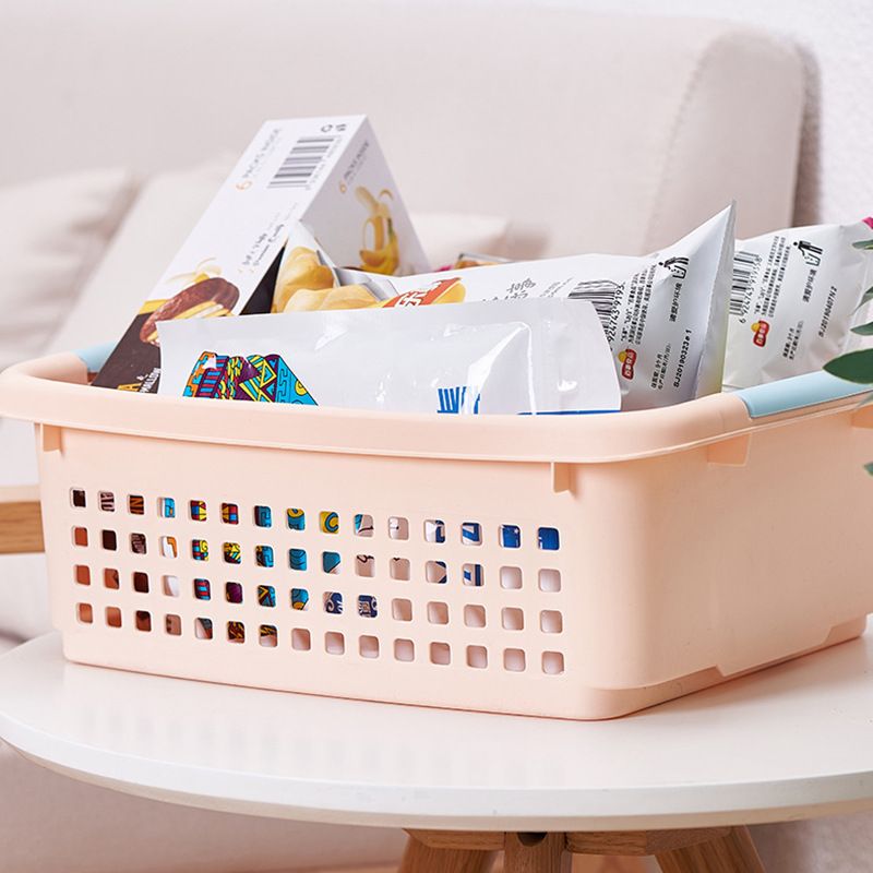 Direct sales candy-colored handle desktop storage basket, hollowed-out storage basket, stackable storage box, small size details Picture