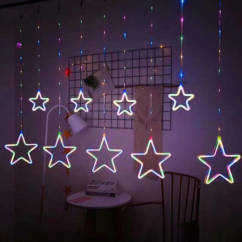 Hang a flexible light strip with a five-pointed star