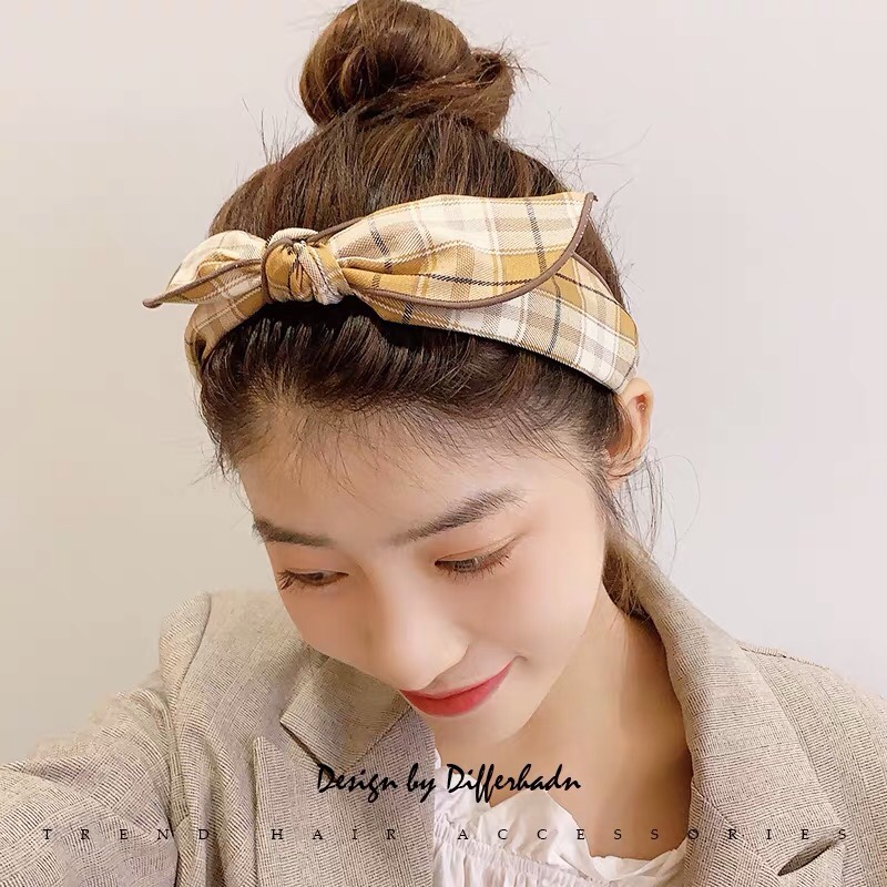 Japanese-style cute girl hair clips, checkered hair ties, hair accessories, side clips, Korean hair clips, headwear clips