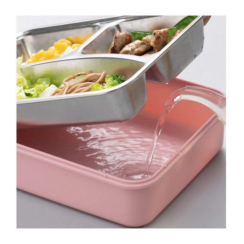 Direct-sale 304 stainless steel lunch boxes, insulated student and adult fast food plates, sealed portable food storage boxes for office workers Application Scenario