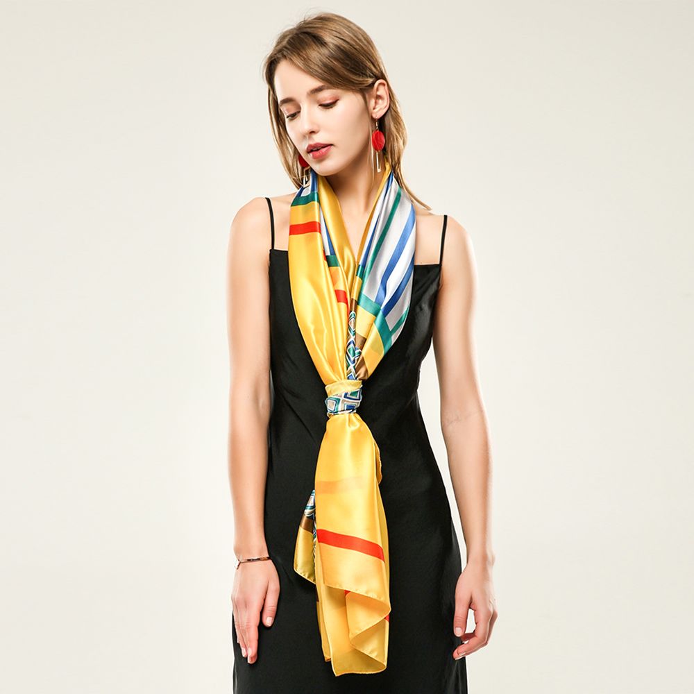 Foreign Trade Supply Silk Satin Printed Three Square Spring And Autumn Women's Scarf European And American Style Printed Scarf In Stock details Picture