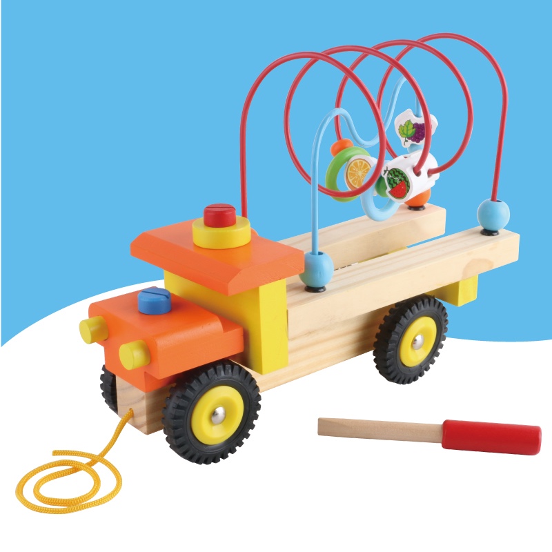 The wooden disassembly and assembly project beaded car is highly entertaining and colorful, which can exercise babies' hand-eye coordination, visual ability, logical thinking ability, early education enlightenment training, and parent-child games