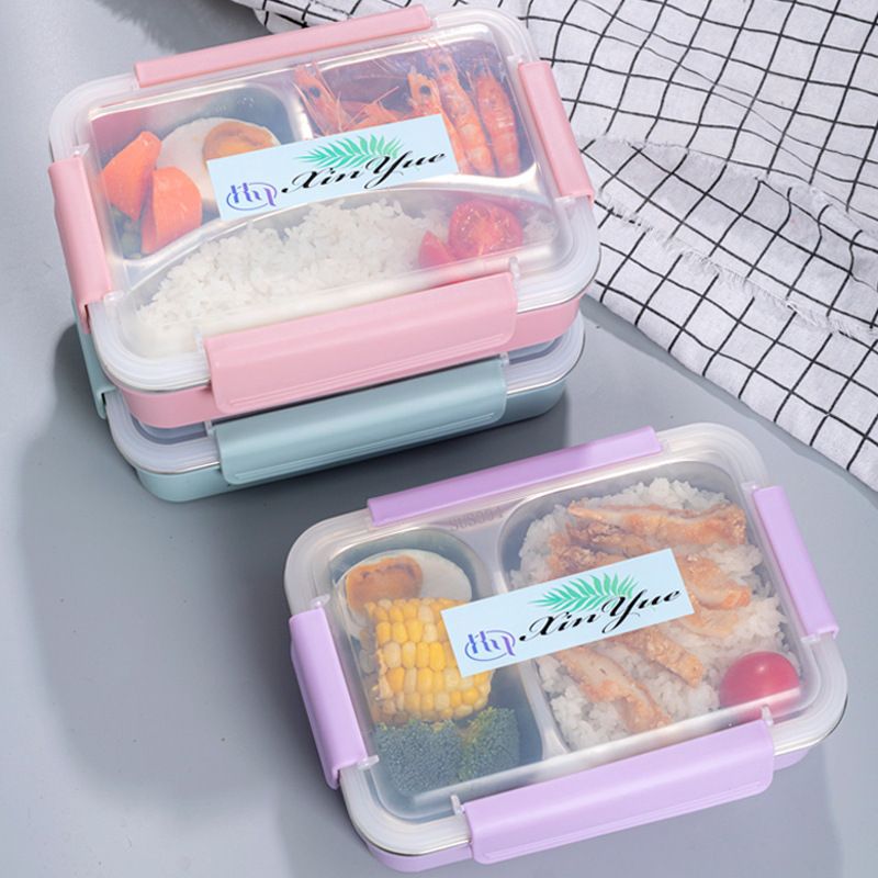 Direct-sale stainless steel insulated lunch box, student company, anti-scald rectangular large deepened bento box, split fast food plate full figure