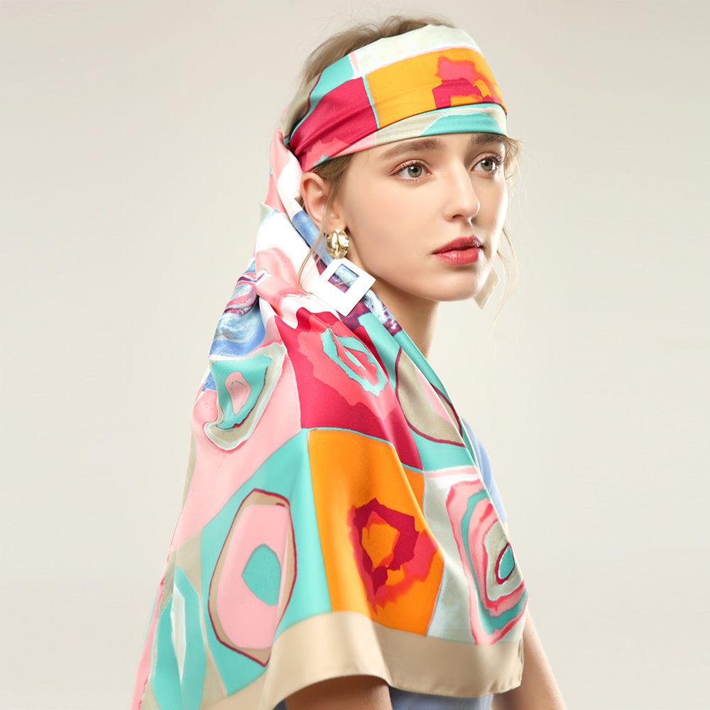 New Twill Silk Polyester Material Digital Circle European And American Style Scarf Yiwu Manufacturers Scarf In Stock details Picture