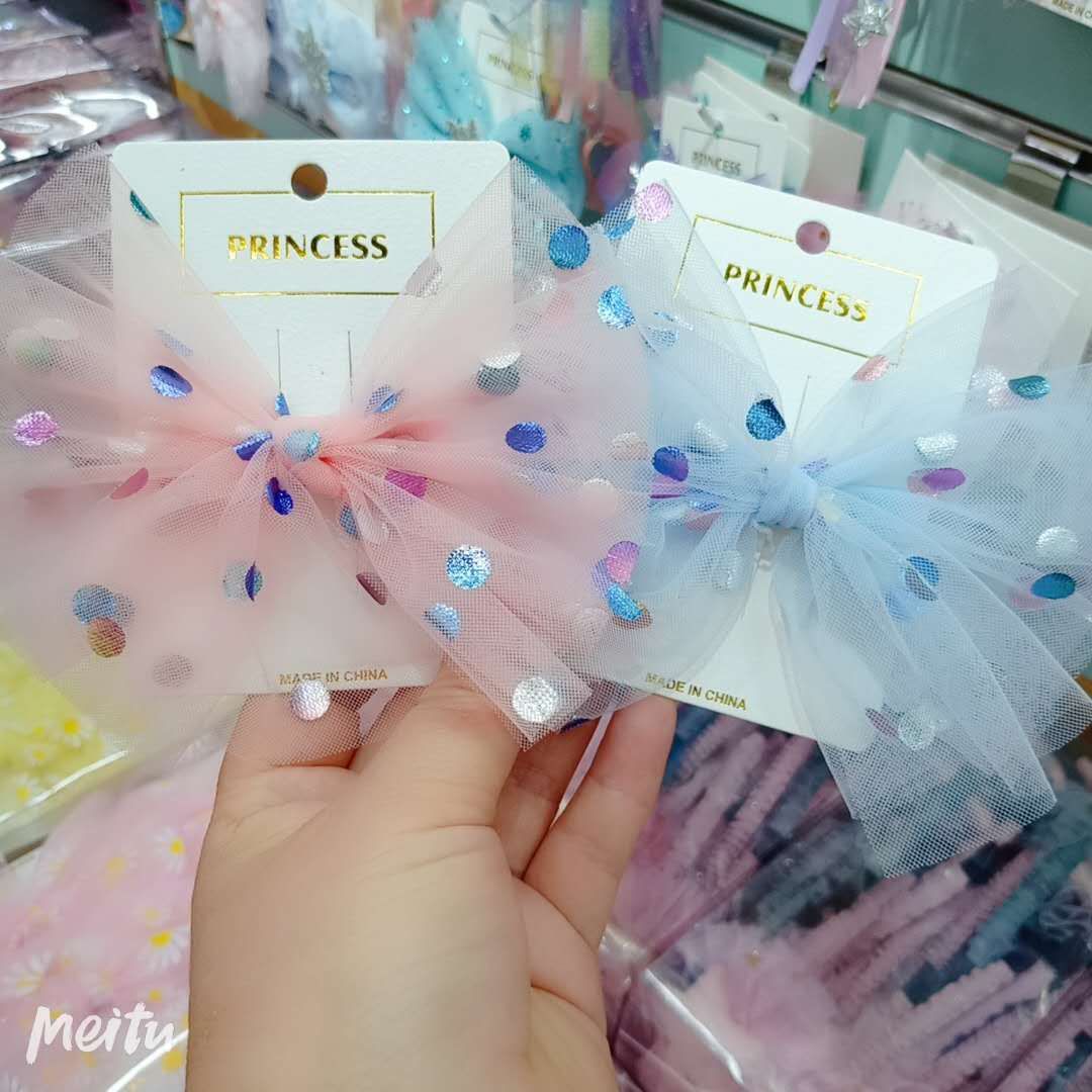 婚纱网七彩幻彩圆点波点韩版大领结发酵爆款