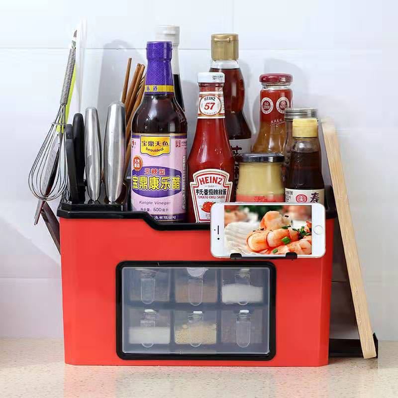 Direct sales salt jar combination set, kitchen multi-functional household condiment jar, Japanese seasoning box, four-compartment integrated details Picture