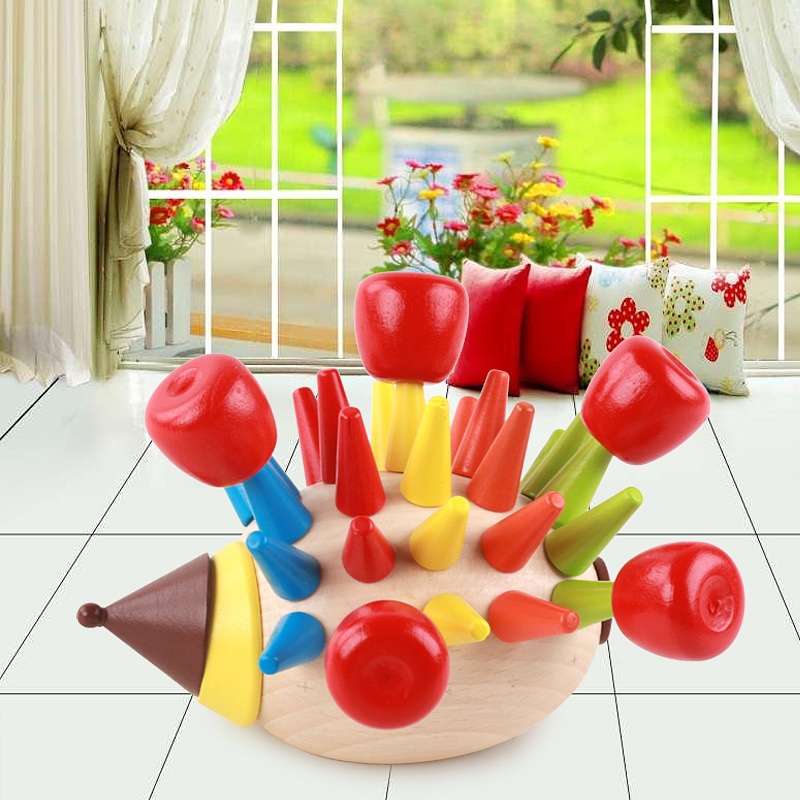 The wooden toy image of a hedgehog is highly entertaining and colorful, which can exercise babies' hand-eye coordination, visual ability, logical thinking ability, and early education enlightenment training. It is a parent-child game