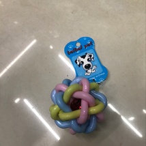 宠物用品玩具新款彩虹球6cm TPR狗玩具 宠物铃铛 宠物七彩球 编织球