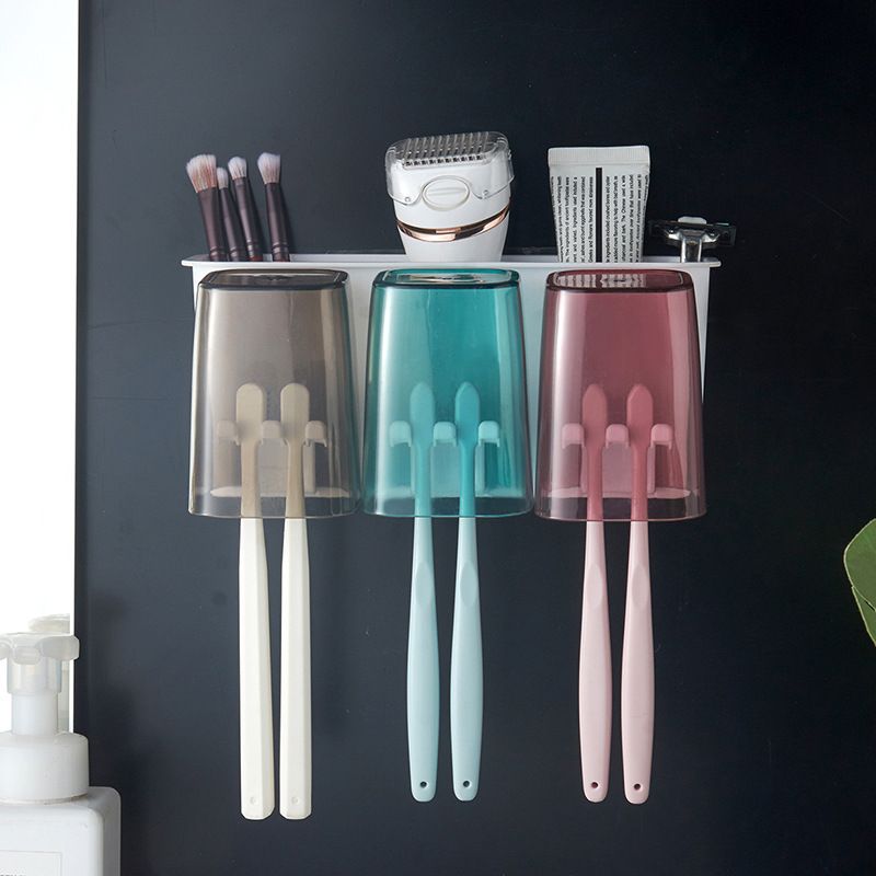 Direct selling creative toothbrush holder household plastic thickened cup non-punch suction wall mouthwash cup set Specification drawing