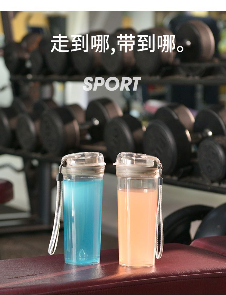 Direct-sale sports plastic water cup 580Ml portable anti-drop cup, fitness cup for male and female students at hand detail image 15