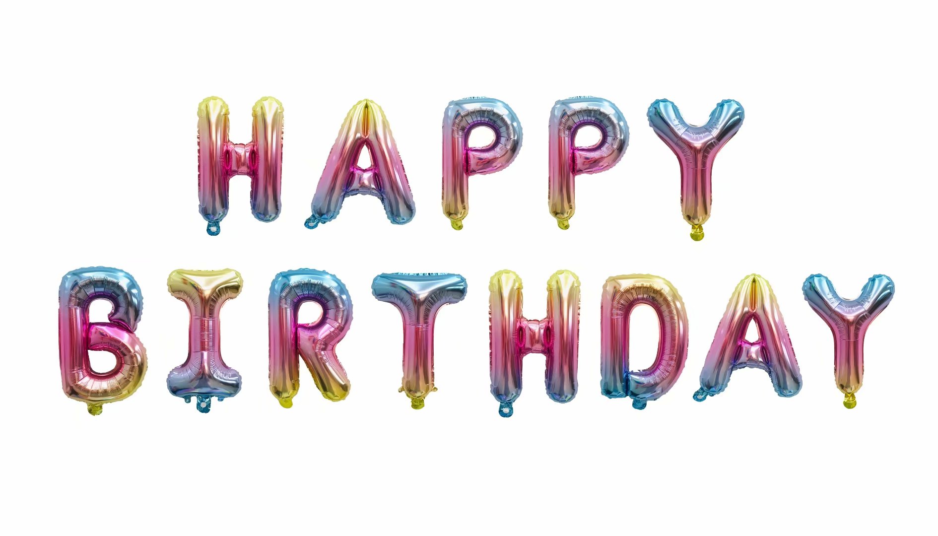 渐变英文字母快乐铝膜气球瘦体 生日布置派对背景墙装饰套餐1图