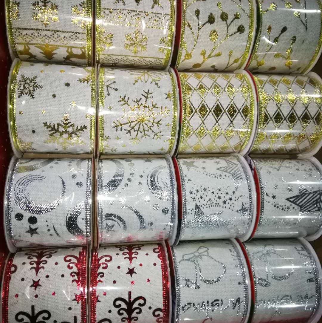 棉布白底烫金