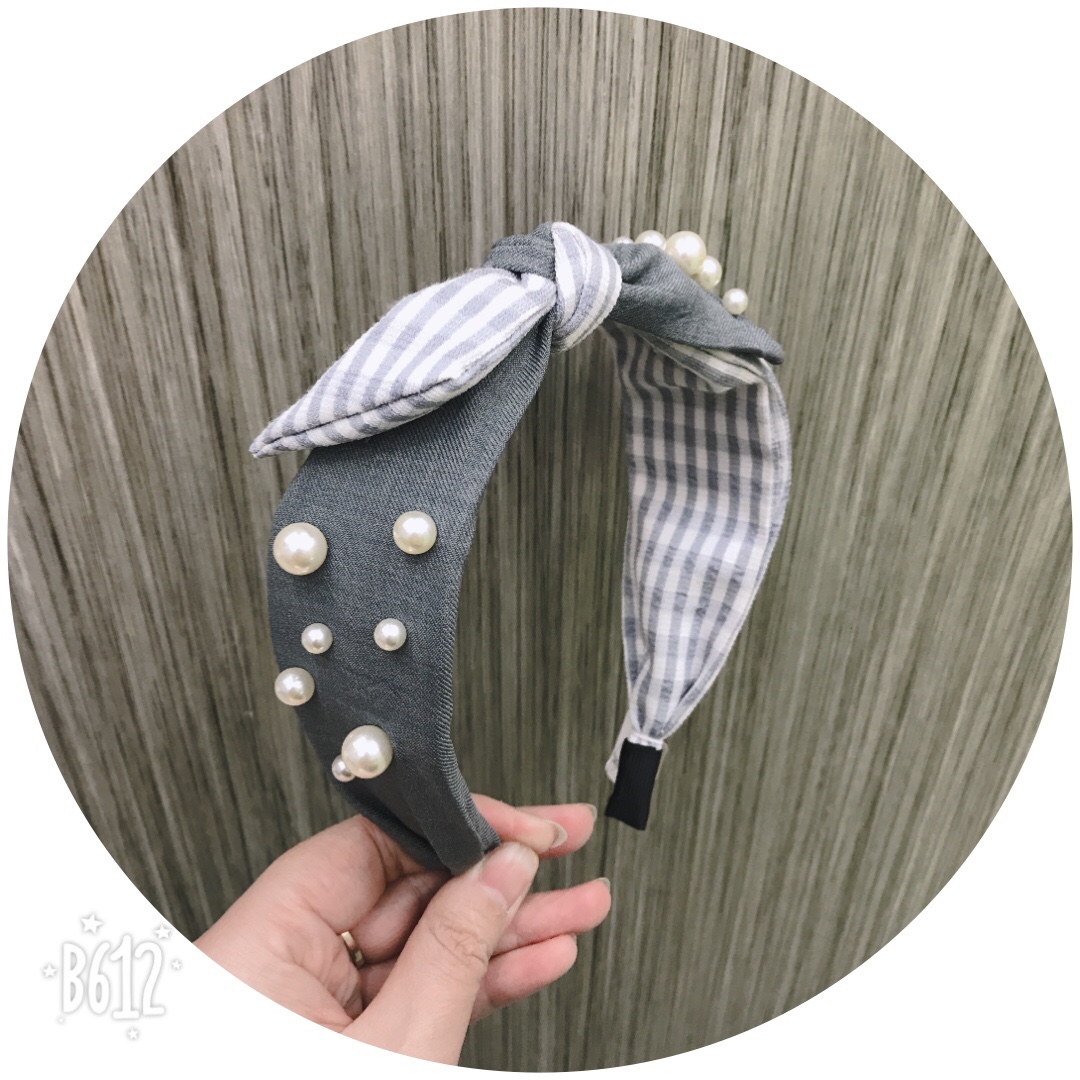 Japanese-style cute girl hair clips, checkered pearl hair ties, hair accessories, side clips, Korean hair clips, headwear clips