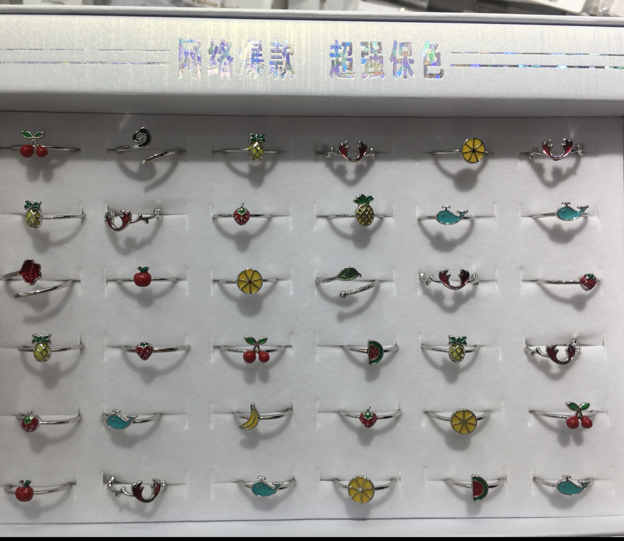 Fruit drop oil ring platinum guaranteed color ring summer joker mixed color female students leisure thumbnail