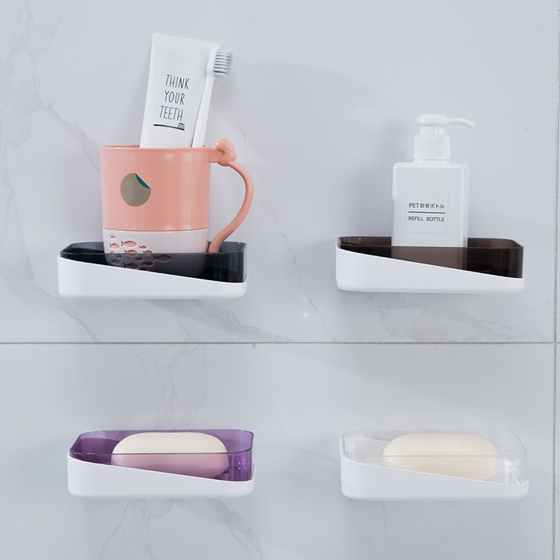 Direct sales bathroom soap box wall-mounted seamless adhesive bathroom draining soap rack storage box creative storage full figure