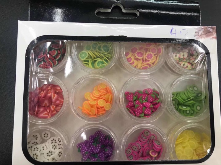 可DIY水果2020新款12色软陶水果盒装切片美甲亮片软陶片美甲DIY饰品