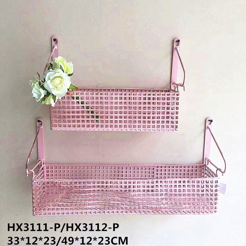 A pink distressed two-flower basket