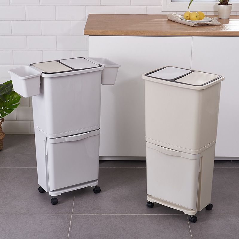 Direct sales trash can, household Japanese trash can, double-layer kitchen dry and wet separation, large cylinder with pulley, plastic Specification drawing