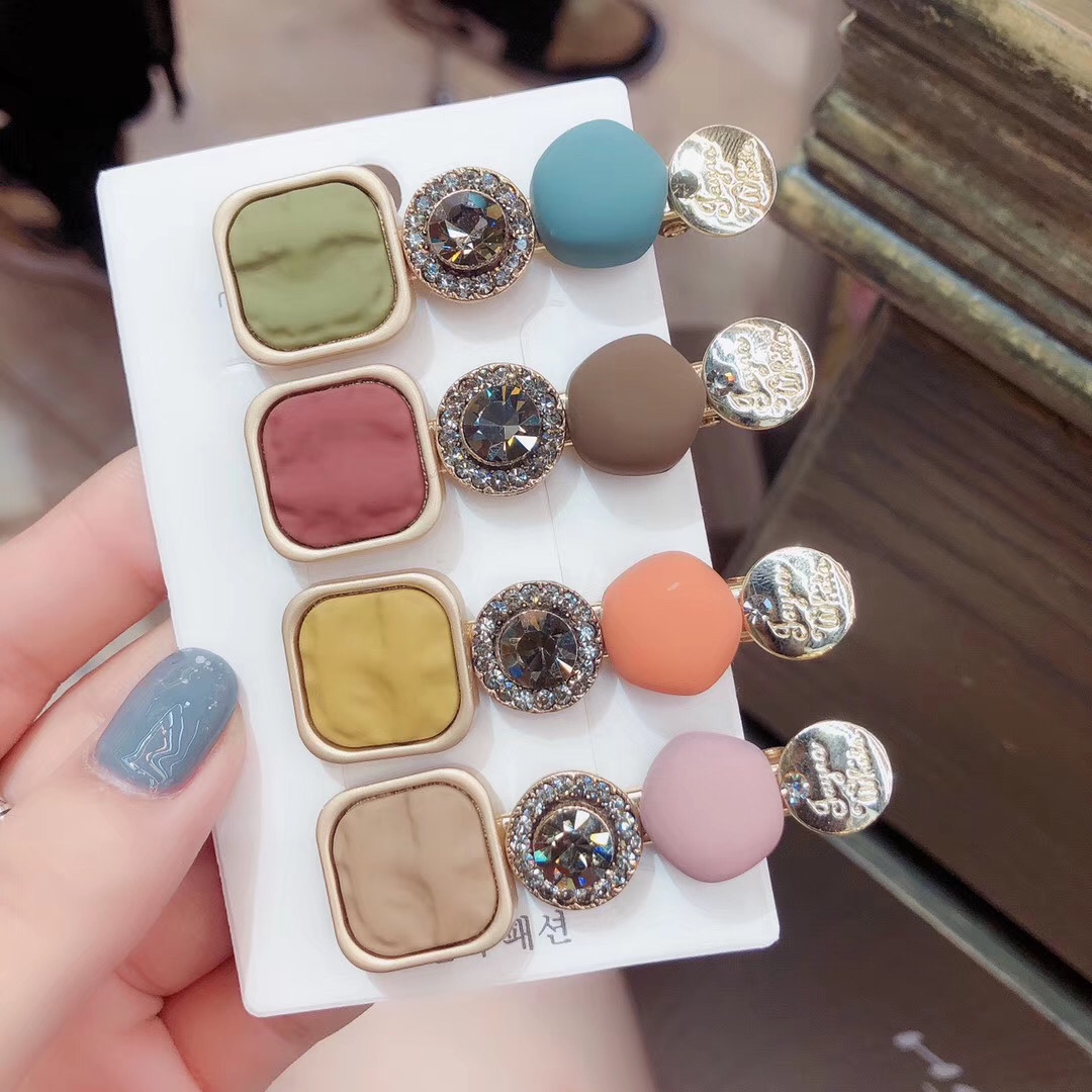 Solid color frosted hair clips thumbnail