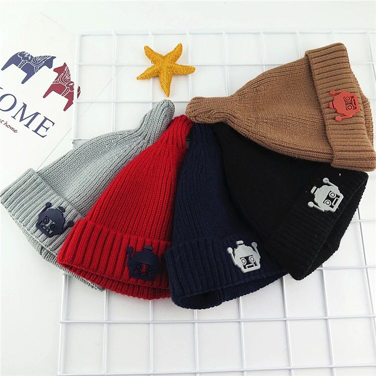义乌好货 可爱男女儿童保暖帽子机器人标针织幼儿宝宝造型尖尖帽详情图3