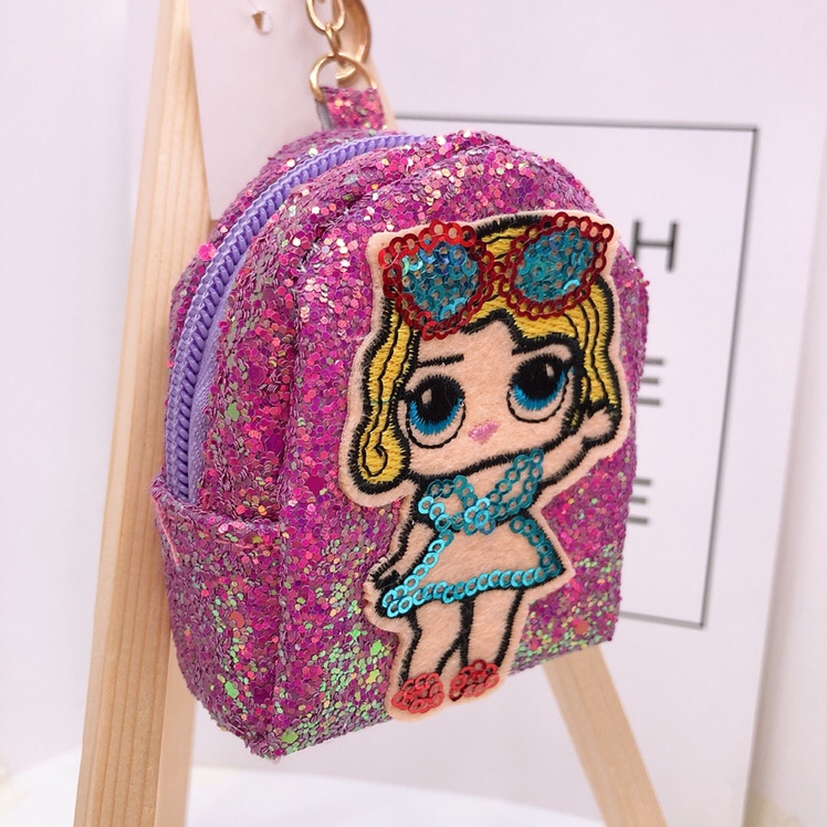 Bright pink surprise doll cartoon zero wallet mini satchel key chain pendant thumbnail