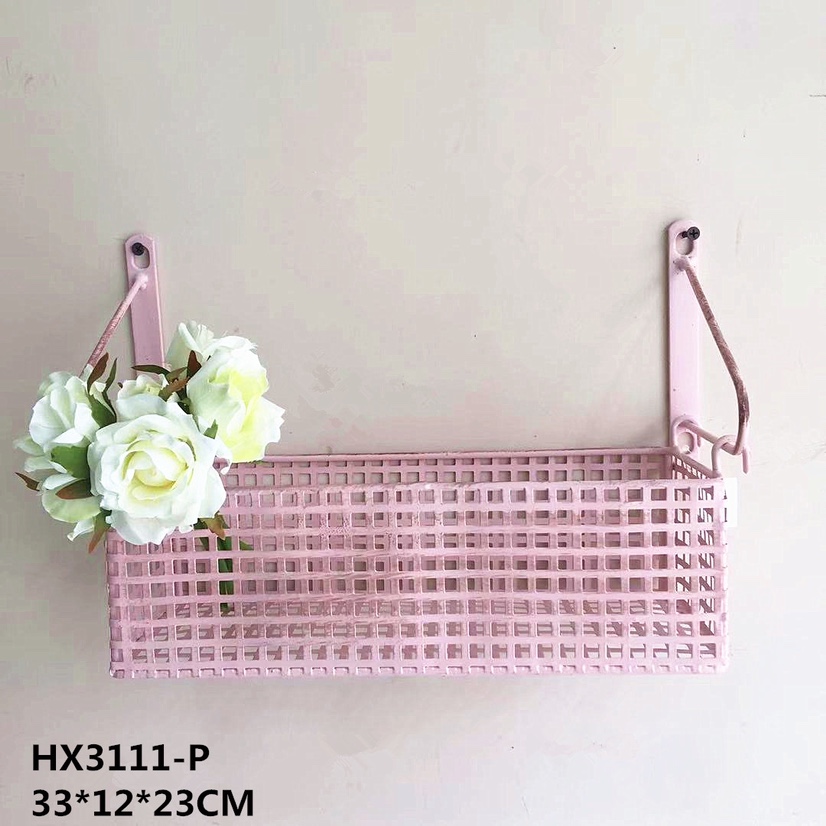 A pink distressed two-flower basket details Picture