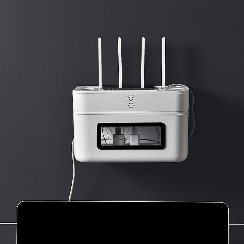 Direct-sale wireless router storage box, wall-mounted set-top box, power strip, socket organization magic tool, wire storage box details Picture
