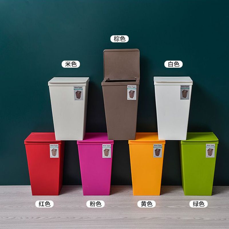 Direct sales of folding plastic trash cans, living room garbage bins, folding lid garbage baskets, household kitchen and bathroom Application Scenario