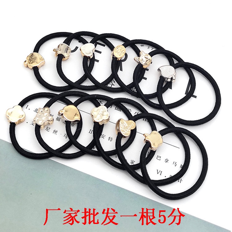 韩版金珠发圈高弹力头绳蝴蝶结发绳扎头发皮筋简约卡通皮套批发