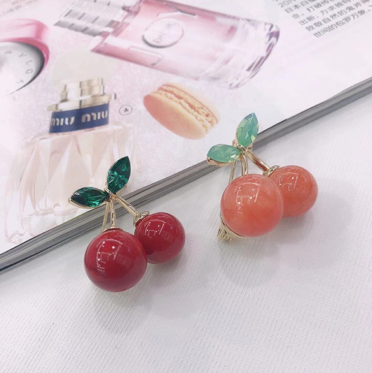 Small cute Japanese cherry 🍒 brooch thumbnail