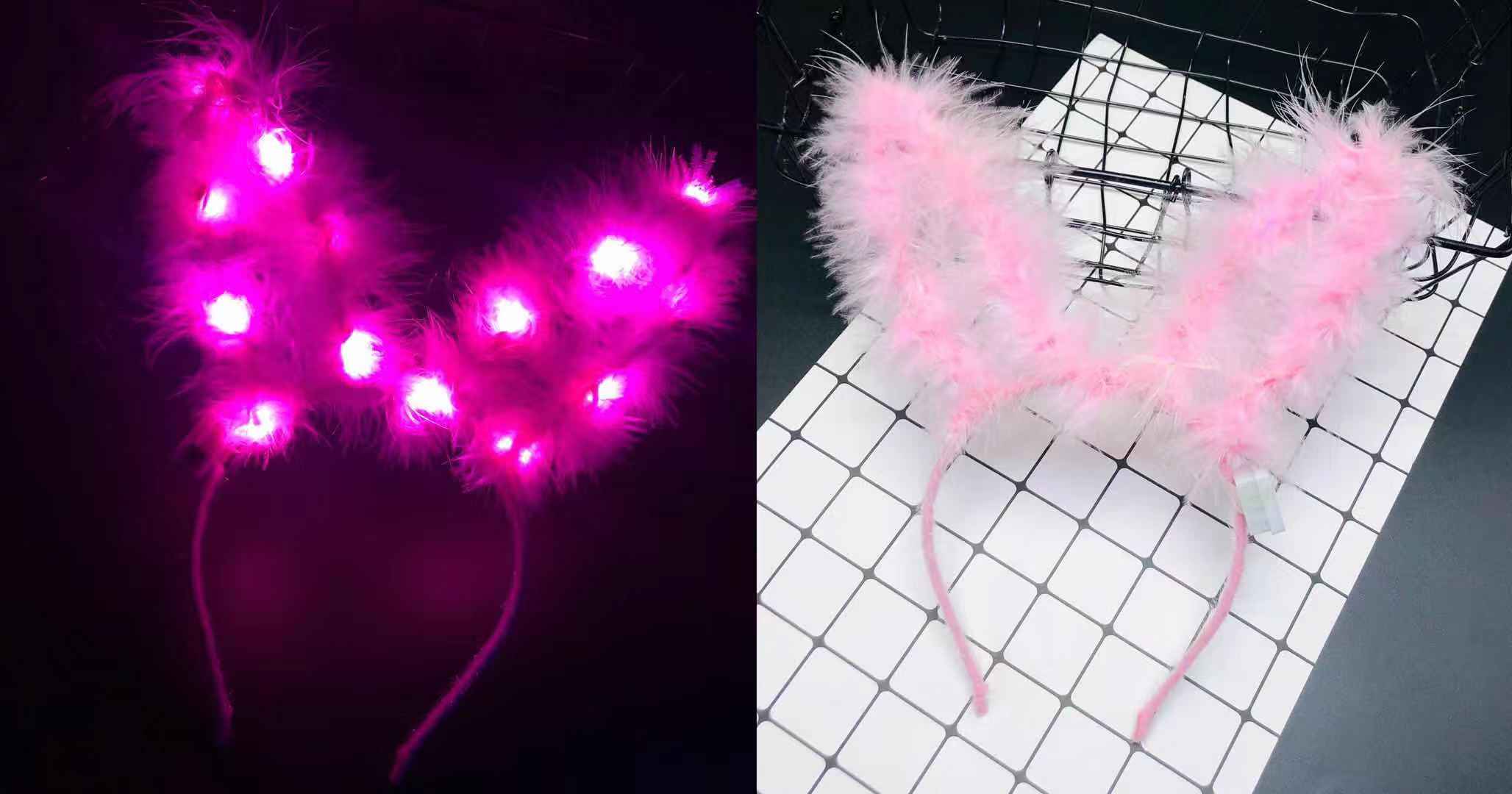Bar, birthday party, friends, children, plush rabbit ears, night flash, light head buckle decoration details Picture