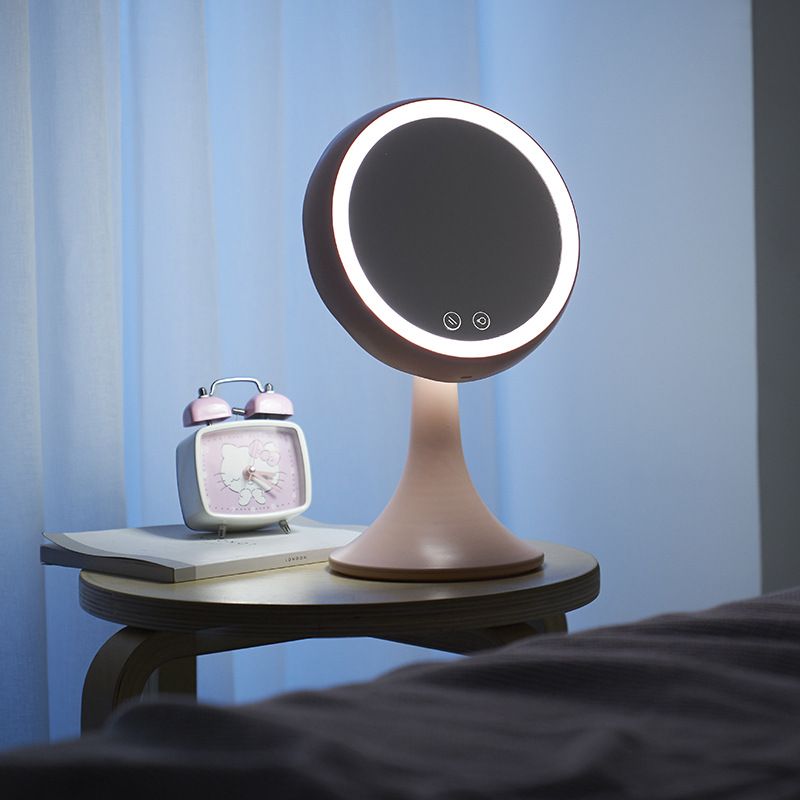 Direct-sale desktop LED makeup mirror with light, dormitory desk lamp, rechargeable folding mirror, creative mirror with light, mirror available for retail Specification drawing