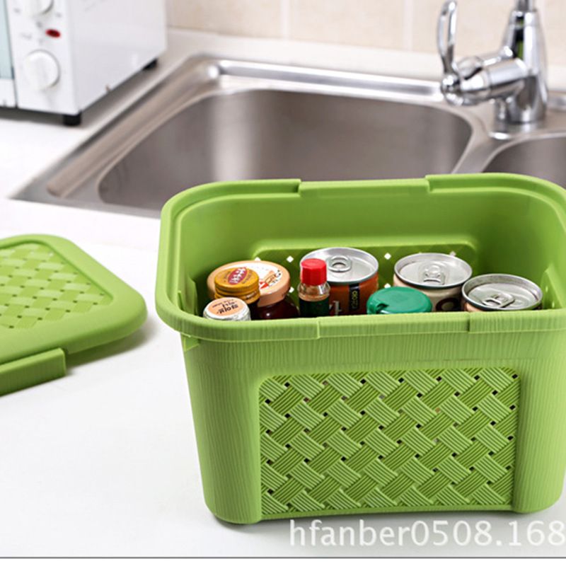 Direct-sale covered storage basket for miscellaneous items, woven storage box, creative portable multi-functional storage box Specification drawing