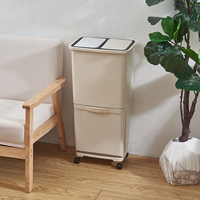 Direct sales trash can, household Japanese trash can, double-layer kitchen dry and wet separation, large cylinder with pulley, plastic details Picture